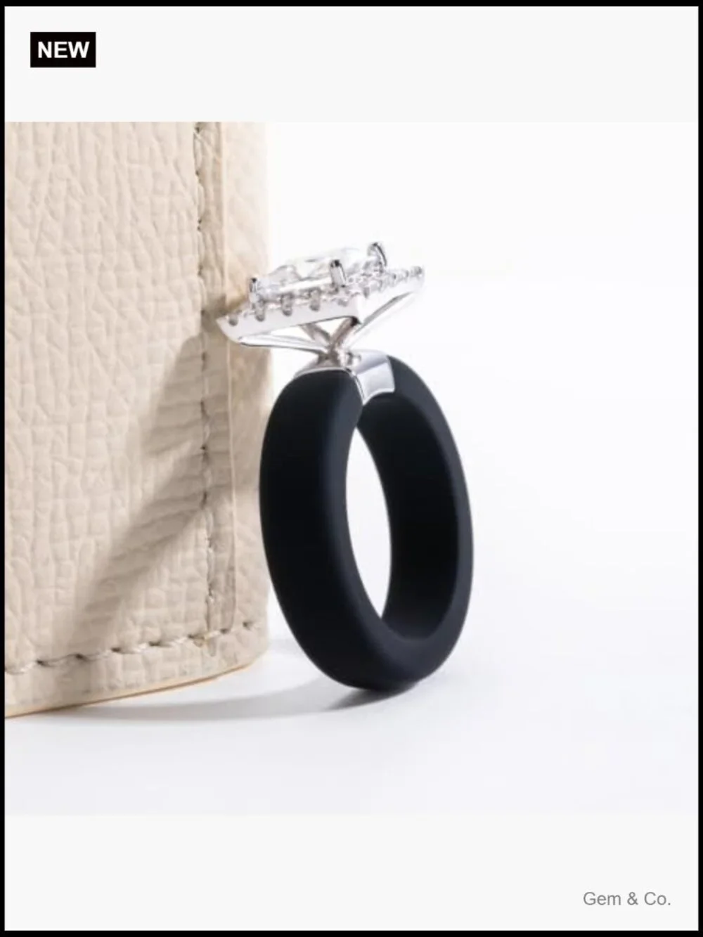 Moissanite Solitaire Ring 925 Sterling Silver Silicone Band